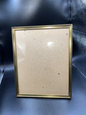 Vintage Gold-Tone Metal Picture Frame Velvet Easel Back 8x10 Tabletop Or Wall